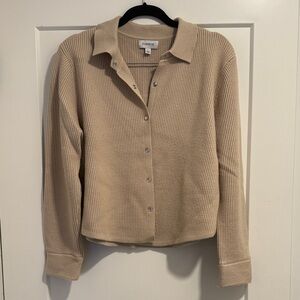 Evereve Taupe Button Down Cardigan
